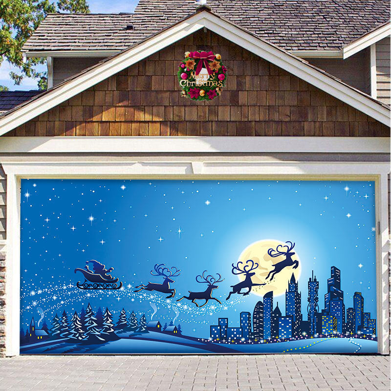 Christmas Background Fabric Garage Door Tapestries Cloth Decoration