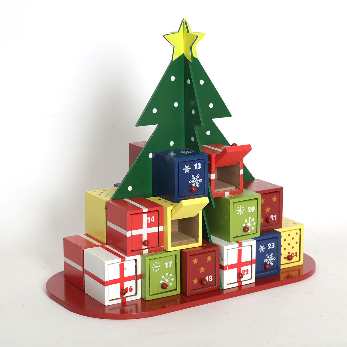 Christmas Tree Wooden Countdown Calendar Candy Box Ornament Decoration