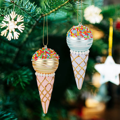 Simulation Ice Cream Christmas Tree Decorative Glass Pendant