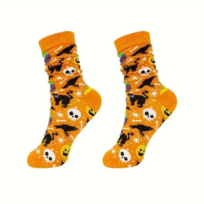 Women And Mens Funny Halloween Socks Adults Skeleton Dress Socks Spider Web Skull Crew Socks Novelty Halloween Gift