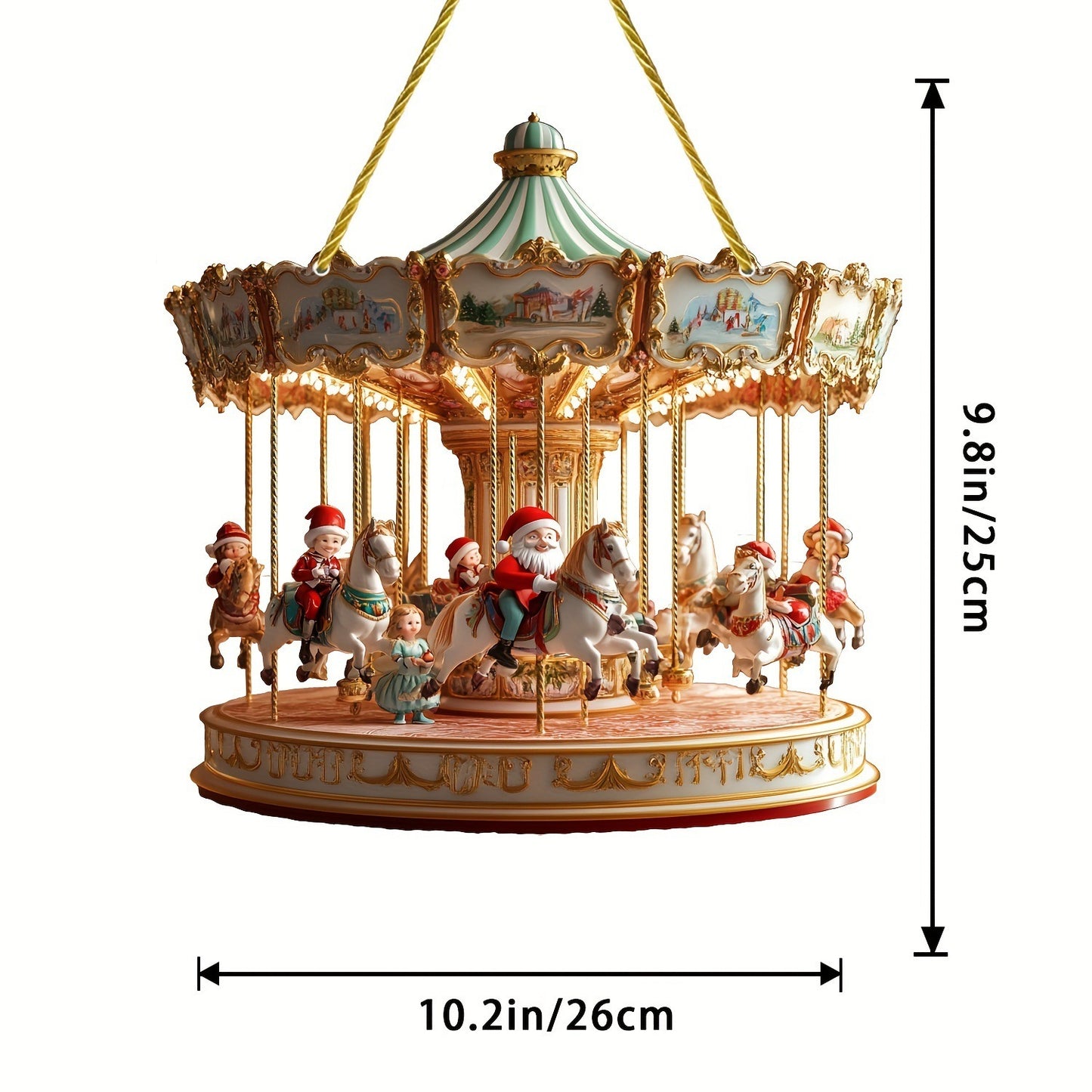 Santa Carousel Sun Catcher Acrylic Pendant