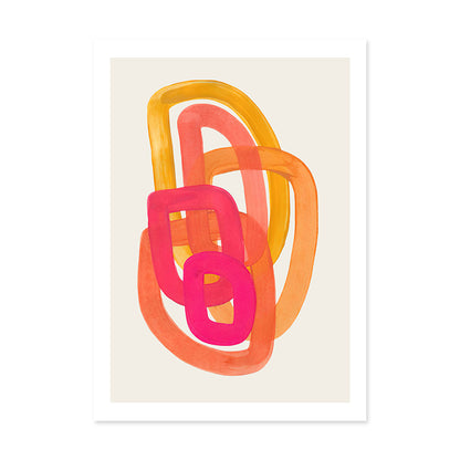 Modern Abstract Mid-century Watercolor Brush Stroke Poster On Orange Canvas