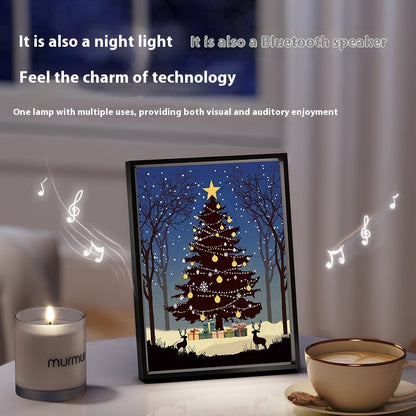 2024 Nouveau haut-parleur lumineux Peinture d'arbre de Noël Haut-parleur Bluetooth Ornement de bureau Cadeau Lumière et ombre Art Éclairage