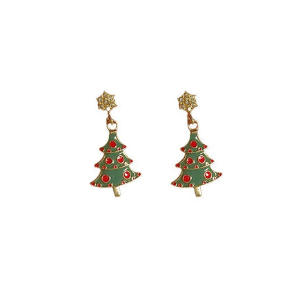 Boucles d'oreilles sapin de Noël petites boucles d'oreilles tendance diamant pour femme