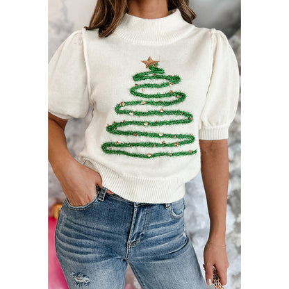 European And American Leisure Style Christmas Tree Printed Pullover Sweater