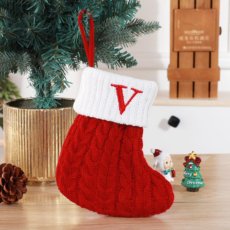 Chaussettes de Noël en laine tricotée avec pendentif en forme d'arbre de Noël décoratif et créatif