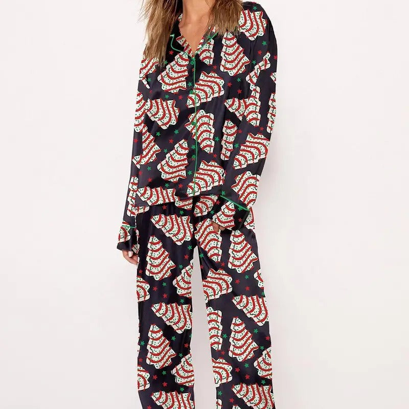 Casual Plus Size Temperament Christmas Tree Printing Suit