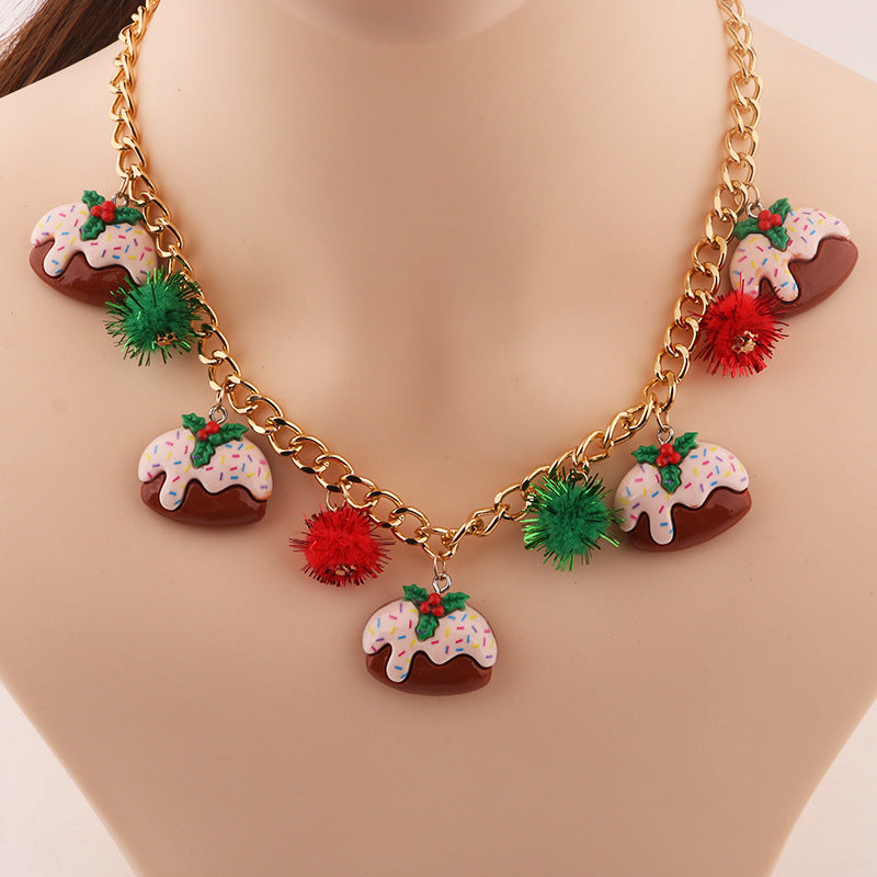 Nuevo collar con campana de árbol de Navidad y Papá Noel, colgante creativo personalizado, cadena de clavícula, joyería para mujer