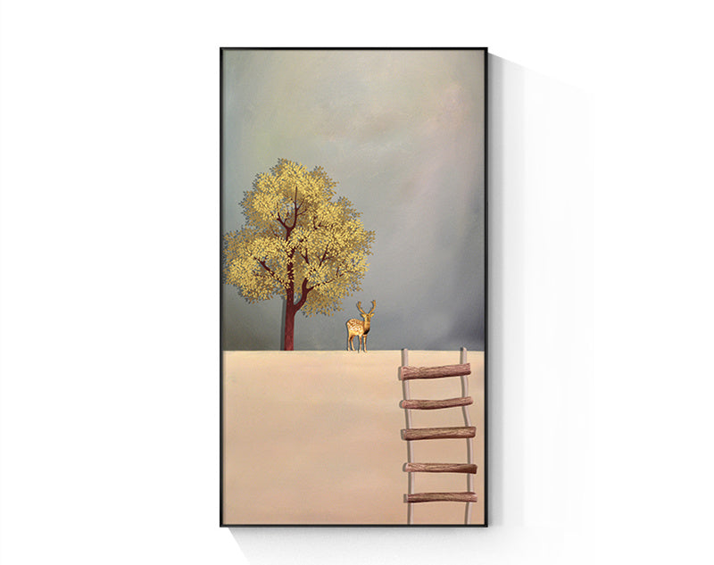 Golden Boat Canvas Poster Abstract Nature Landscape Painting