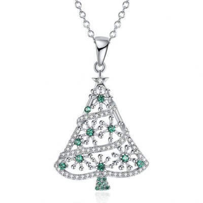 Christmas Tree Necklace For Women Diamond Inlaid Clavicle Chain Ornament