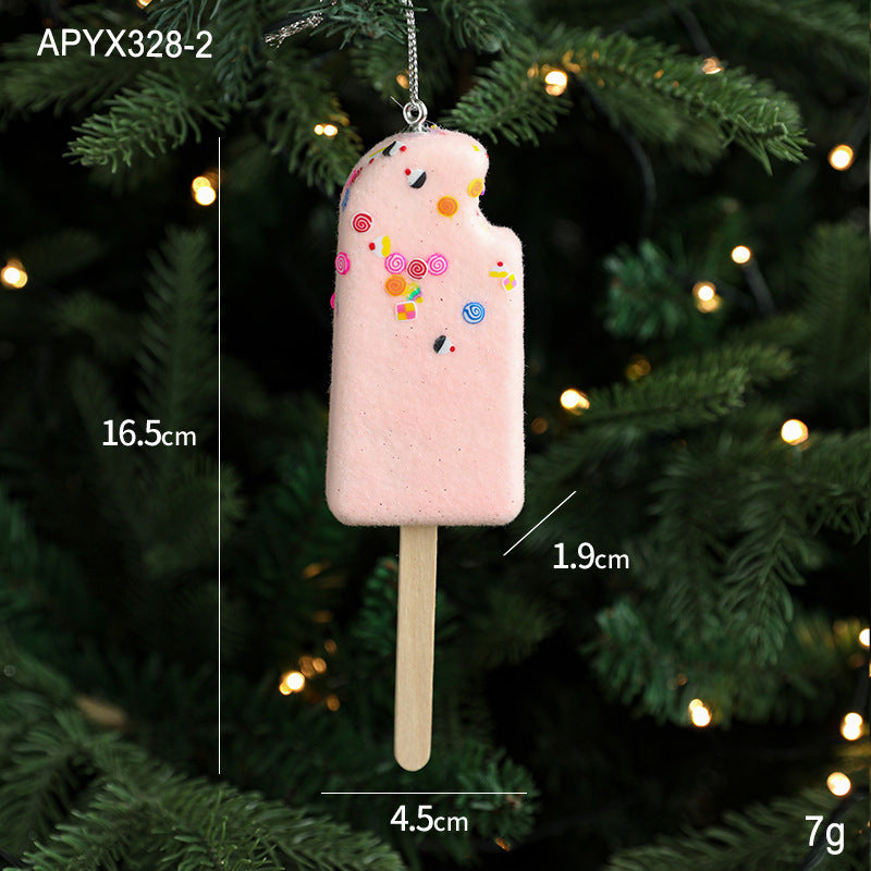 Pendentif créatif en forme de glace pour décoration d'arbre de Noël, petites pièces suspendues