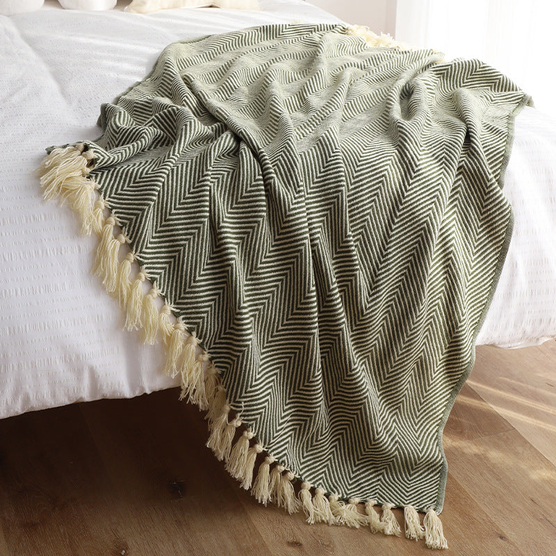 Classic Retro Herringbone Weave Sofa Blanket