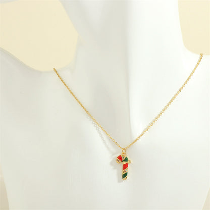 Collier en forme de goutte d'huile avec arbre de Noël, père Noël, élan, bonhomme de neige, avec strass colorés, chaîne de clavicule pour festival, bijoux pour femmes