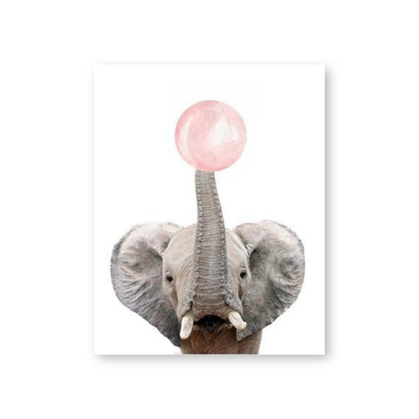 Elephant Blowing Bubbles Frameless Painting