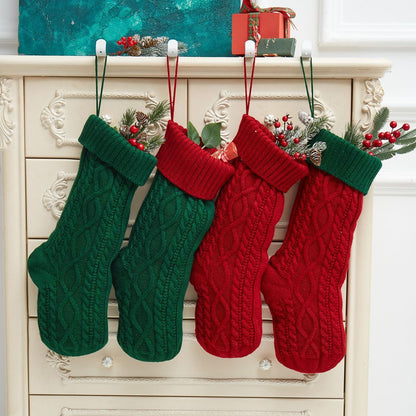 Knitted Christmas Decorations Wool Socks Gift Bag