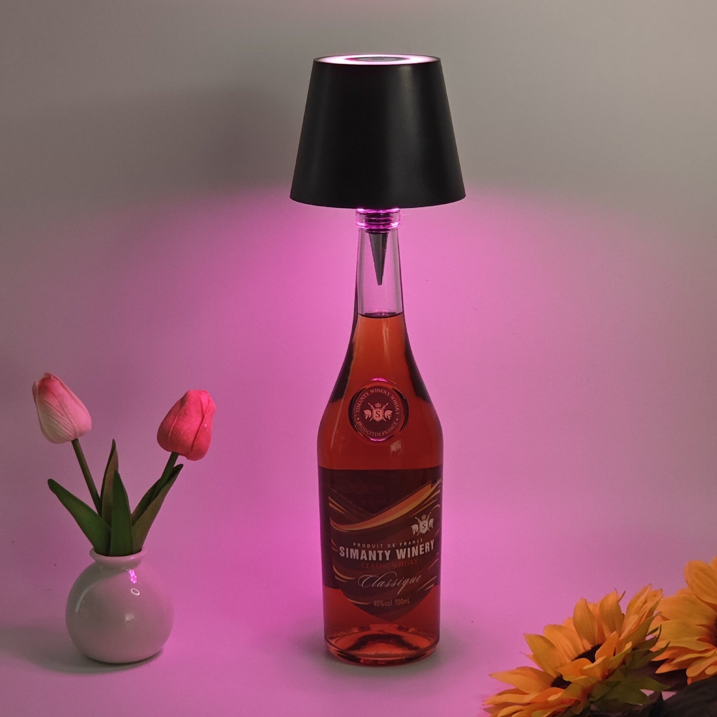 Lámpara de escritorio inalámbrica LED creativa para botella de vino, lámpara decorativa de ambiente con carga portátil desmontable