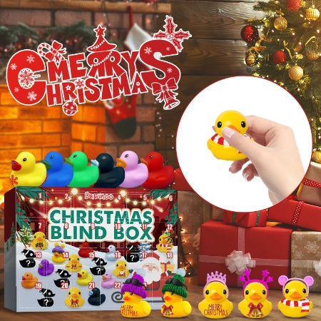 Calendrier de l'Avent de Noël Dowmoo Canard en caoutchouc Jouet de Noël Canard en caoutchouc Boîte aveugle 24 grilles Jouets créatifs