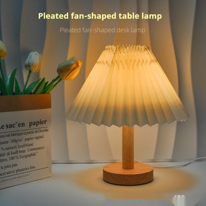 Vintage Pleated Remote Control Small Night Umbrella-shaped Bedside Lamp Creative Gifts