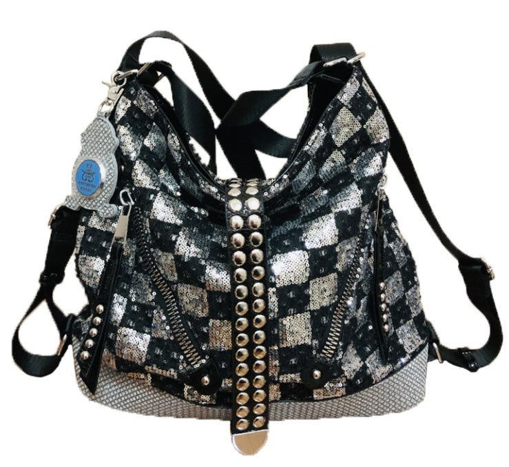 Mujer Denim Lentejuelas Bucket Bag Mochila Moda