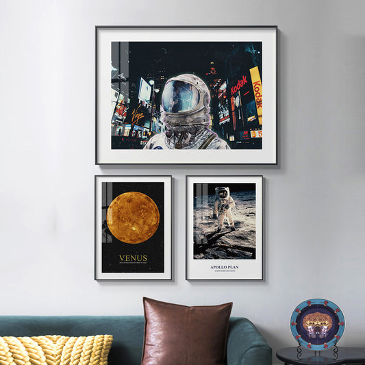 Póster De moda con estampado de astronauta, Luna, Marte, pintura en lienzo