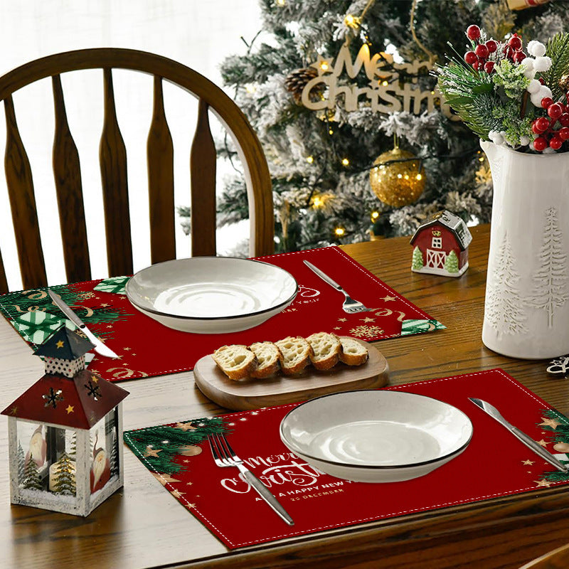 Set de table en lin de Noël avec lettres de bénédiction des fêtes