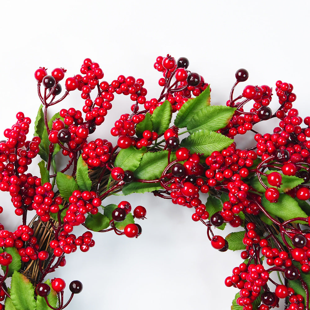 Simulación de guirnalda de espino chino, fruta de la suerte, corona de bayas de acebo, adornos para árbol de Navidad