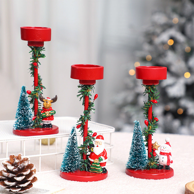 Christmas Decorations Desktop Resin Christmas Tree Elderly Candlestick