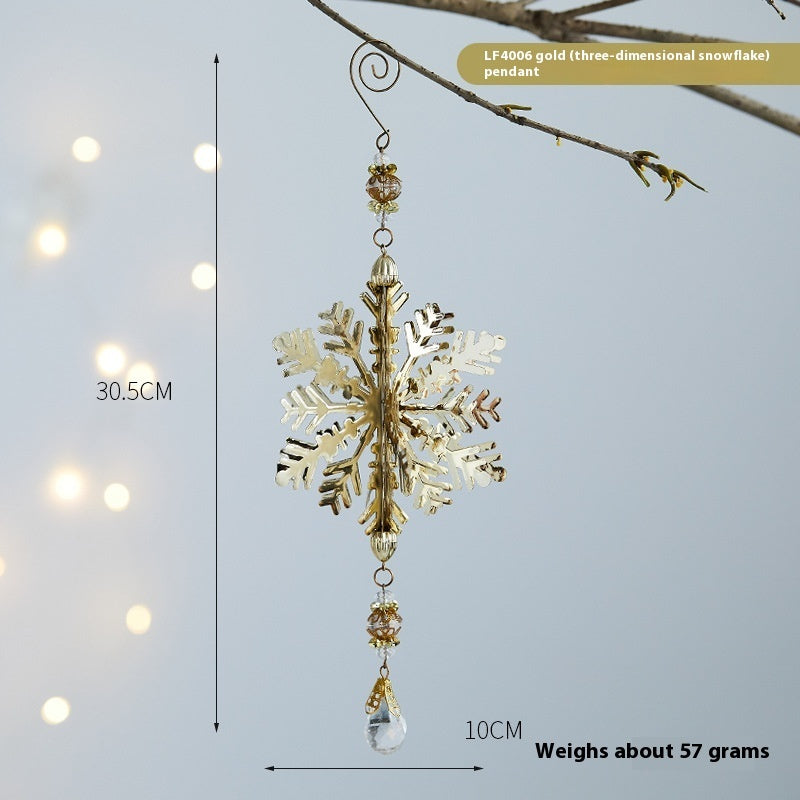 Christmas Three-dimensional Snowflake Decoration Diy Christmas Tree Bell Wrought Iron