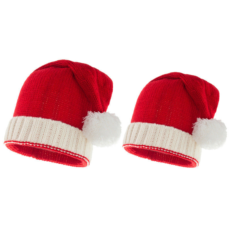 Nuevo gorro navideño de punto con bola de pelo, decoración para fiestas navideñas, gorro cálido para invierno