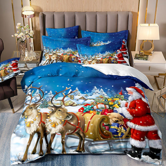 Digital Printed Three-piece Set Christmas Santa Claus Christmas Tree Snowman