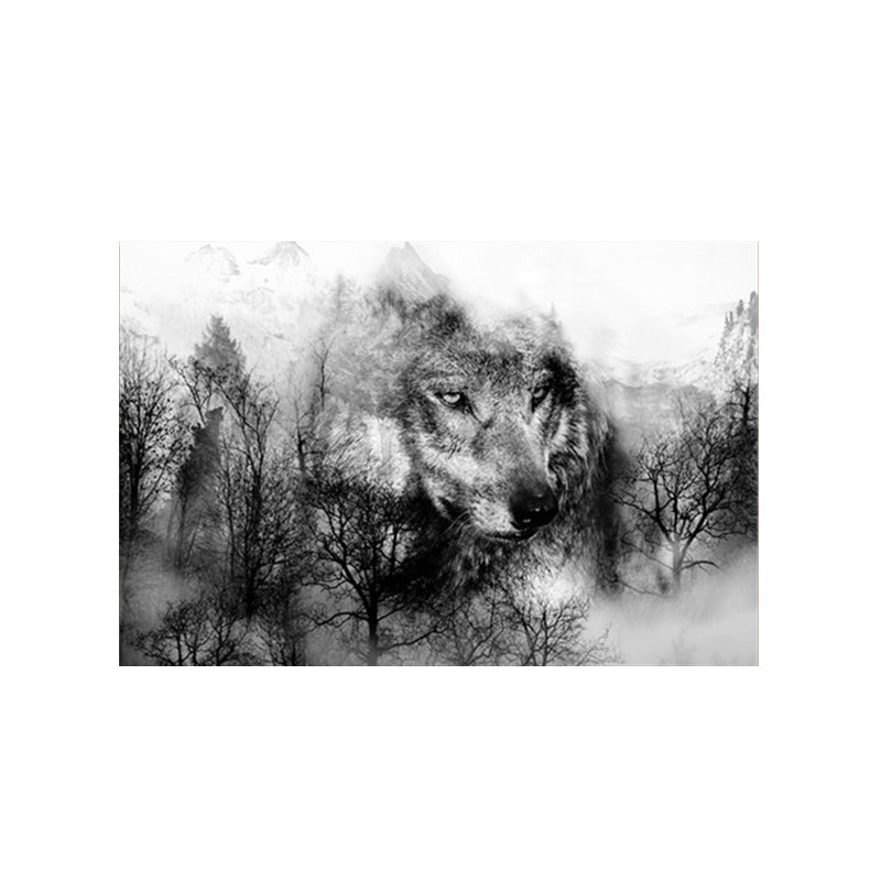 Scandinavian Style Forest Wolf Head Art Poster