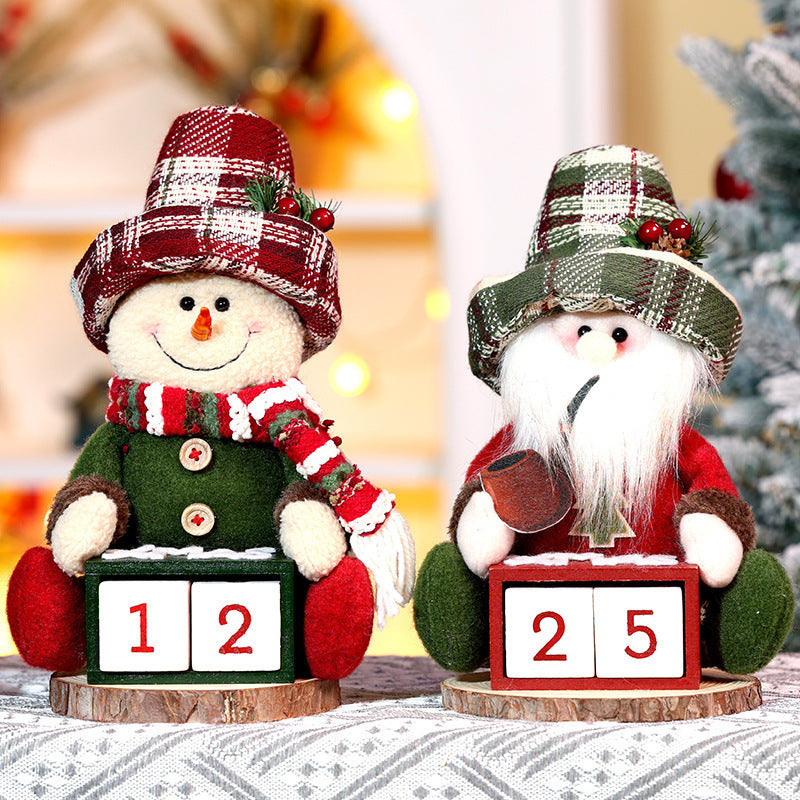 Christmas Calendar Old Man Doll Wooden Decoration