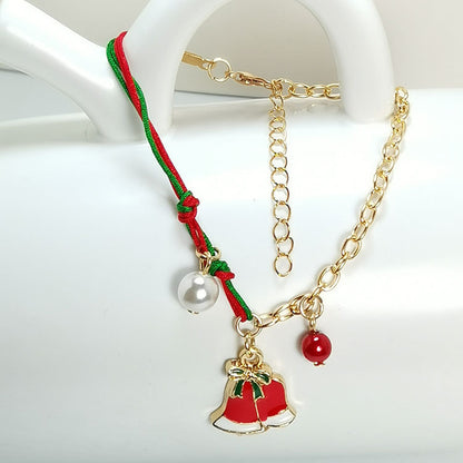 Nueva pulsera navideña con diseño de muñeco de nieve, Papá Noel, árbol, copo de nieve y alce, regalo de Navidad, pulsera con dijes, colgante de cadena para mujer, regalo de moda de Año Nuevo