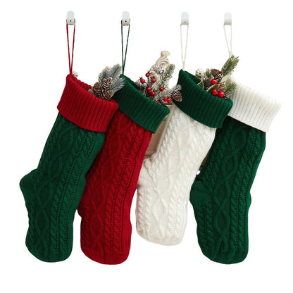 Knitted Christmas Decorations Wool Socks Gift Bag