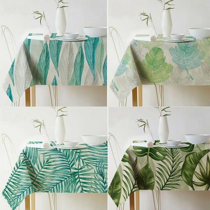 Norse Style Green Plant Leaf Tablecloth