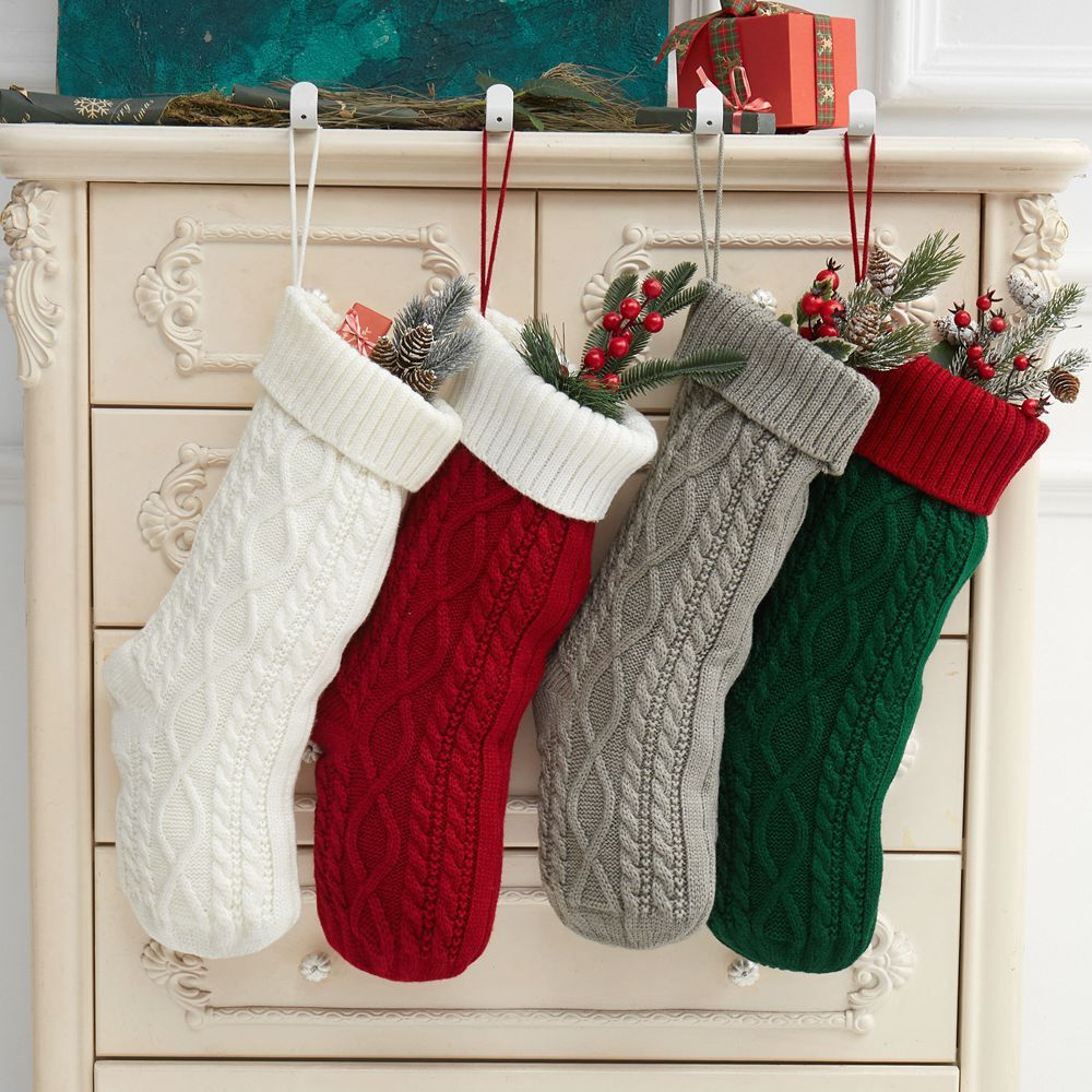 Knitted Christmas Decorations Wool Socks Gift Bag