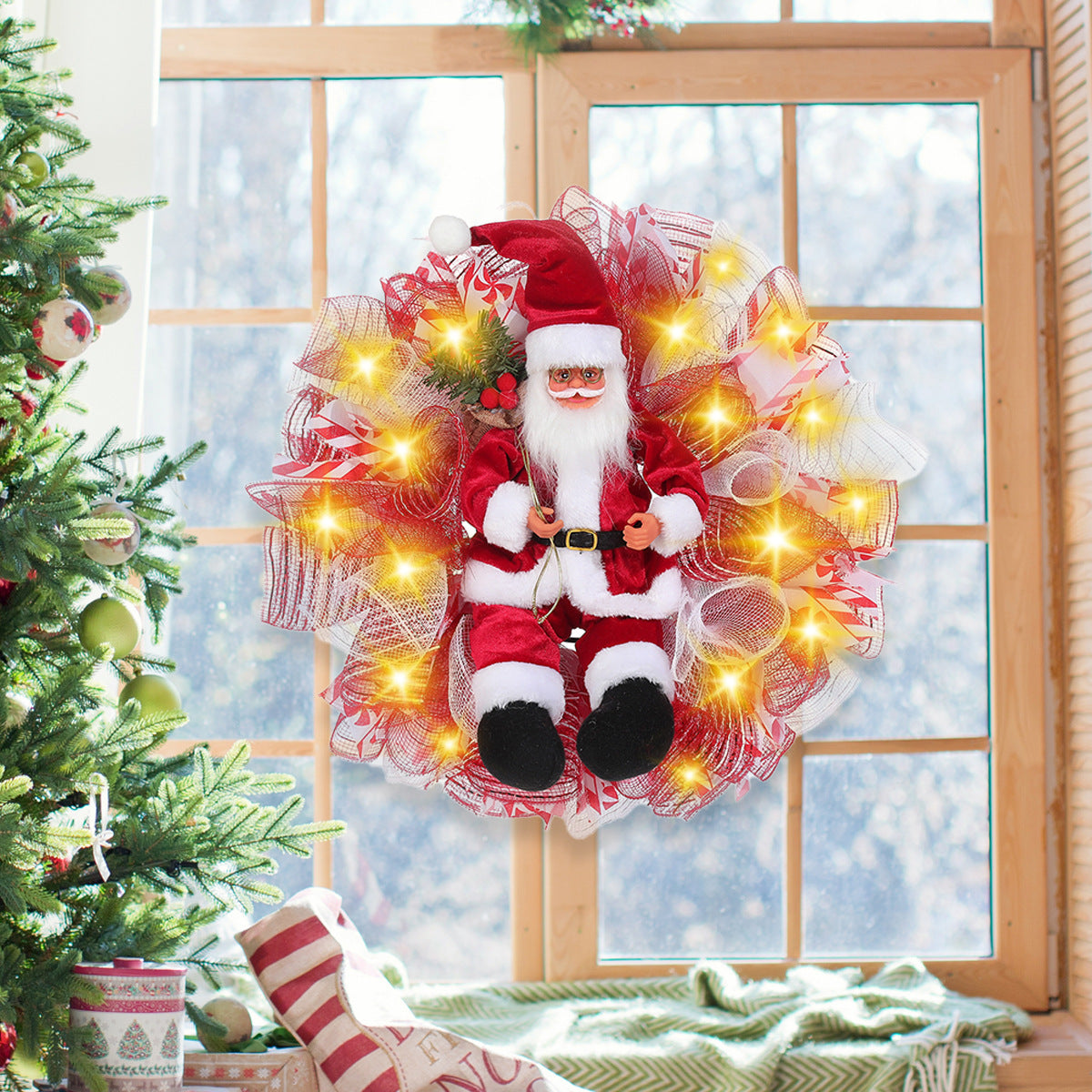 Red Christmas Garland Ornaments Holiday Party Decoration