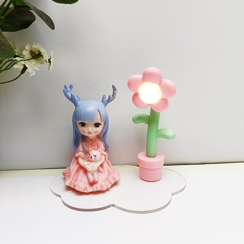 Sunflower Table Lamp Children's Cream Glue Handmade Accessories Luminous Toys