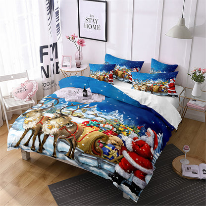 Digital Printed Three-piece Set Christmas Santa Claus Christmas Tree Snowman