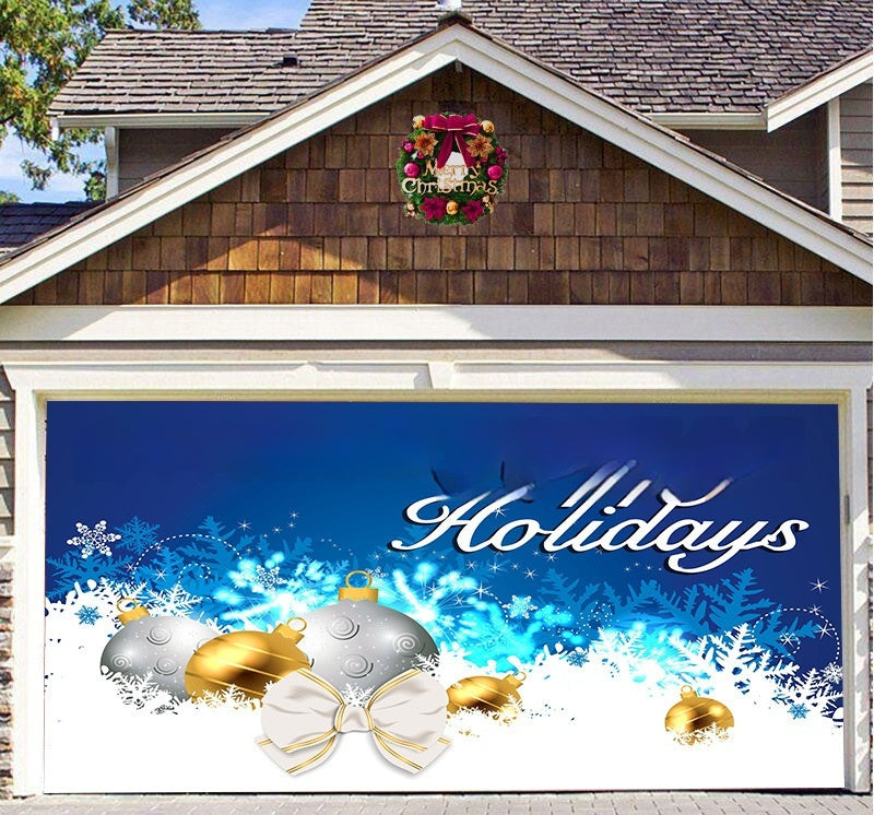 Christmas Background Fabric Garage Door Decoration Holiday Party Banner Amazon Tapestry