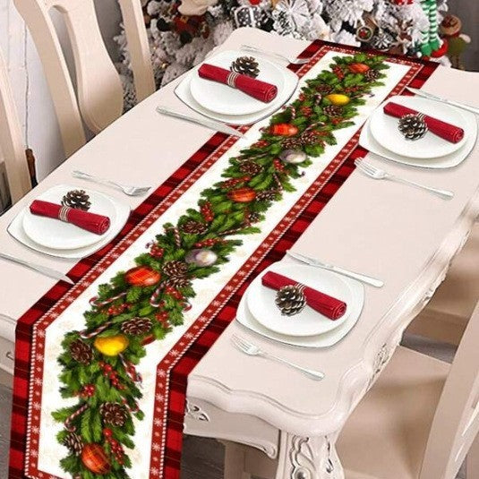 Christmas Tree Printing Waterproof Dyed Tablecloth