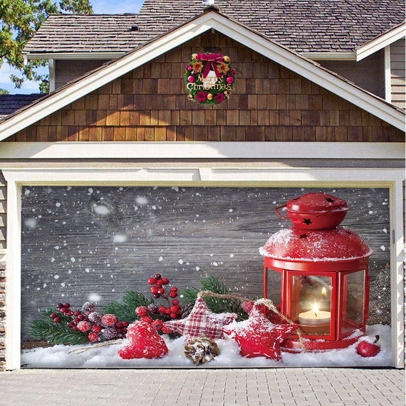 Christmas Background Fabric Garage Door Tapestries Cloth Decoration